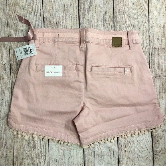 JAG Jeans Pink Mini Pom Pom Trim Cadet Shorts Size 2 - Picture 4 of 12